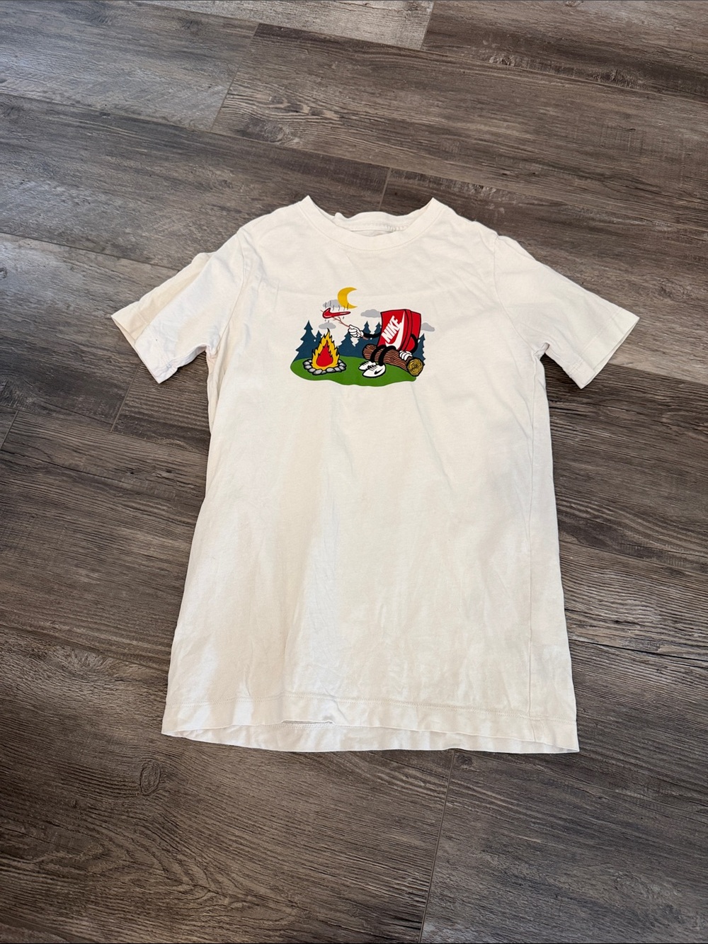 Men’s White Camping Graphic Tee - Comfortable Everyday Shirt